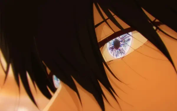 Close-up of a striking eye from Ron Kamonohashi's Forbidden Deductions, featuring detailed anime artistry. The image serves as an HD desktop wallpaper.