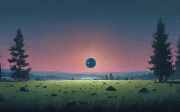alien moon dusk field astronomy HD Desktop Wallpaper | Background Image