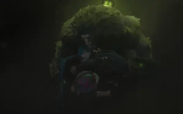 Dark, atmospheric 4K Ultra HD desktop wallpaper featuring characters from Arcane Season 2, the popular TV show.