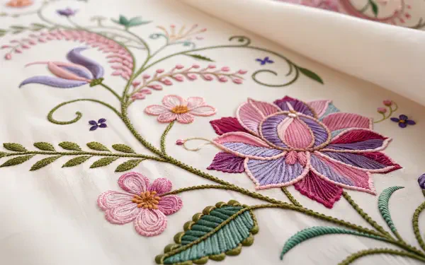 Embroidery floral design textile art Sewing crafts HD Desktop Wallpaper | Background Image