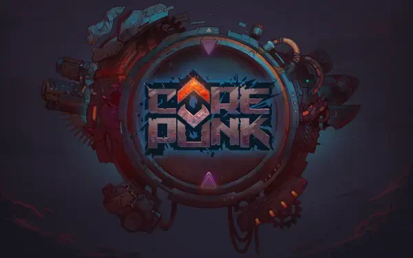 A vibrant 4K Ultra HD wallpaper featuring the Corepunk logo, surrounded by a dynamic, futuristic design that captures the essence of the video game.