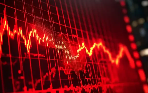 A striking 4K Ultra HD wallpaper featuring a stock market graph in red, illustrating fluctuating trends and market volatility. Perfect for a finance-themed desktop background.