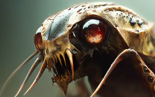 A close-up of a sci-fi alien creature with intricate detail, featuring large eyes and sharp features, set against a blurred background. This 4K Ultra HD image serves as a striking desktop wallpaper.