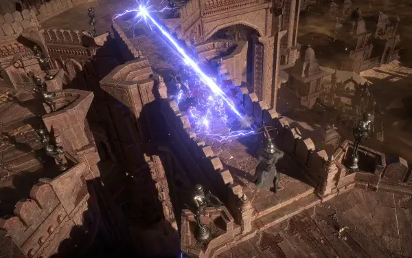 A stunning 4K Ultra HD wallpaper from the video game Dragon Age: The Veilguard, featuring a dramatic scene with a magical energy blast illuminating a battlefield.