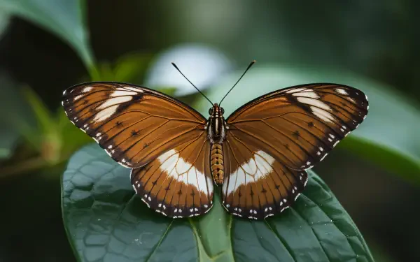 A stunning 4K Ultra HD desktop wallpaper featuring a vibrant butterfly perched on a green leaf, showcasing intricate patterns and colors against a soft, blurred background.