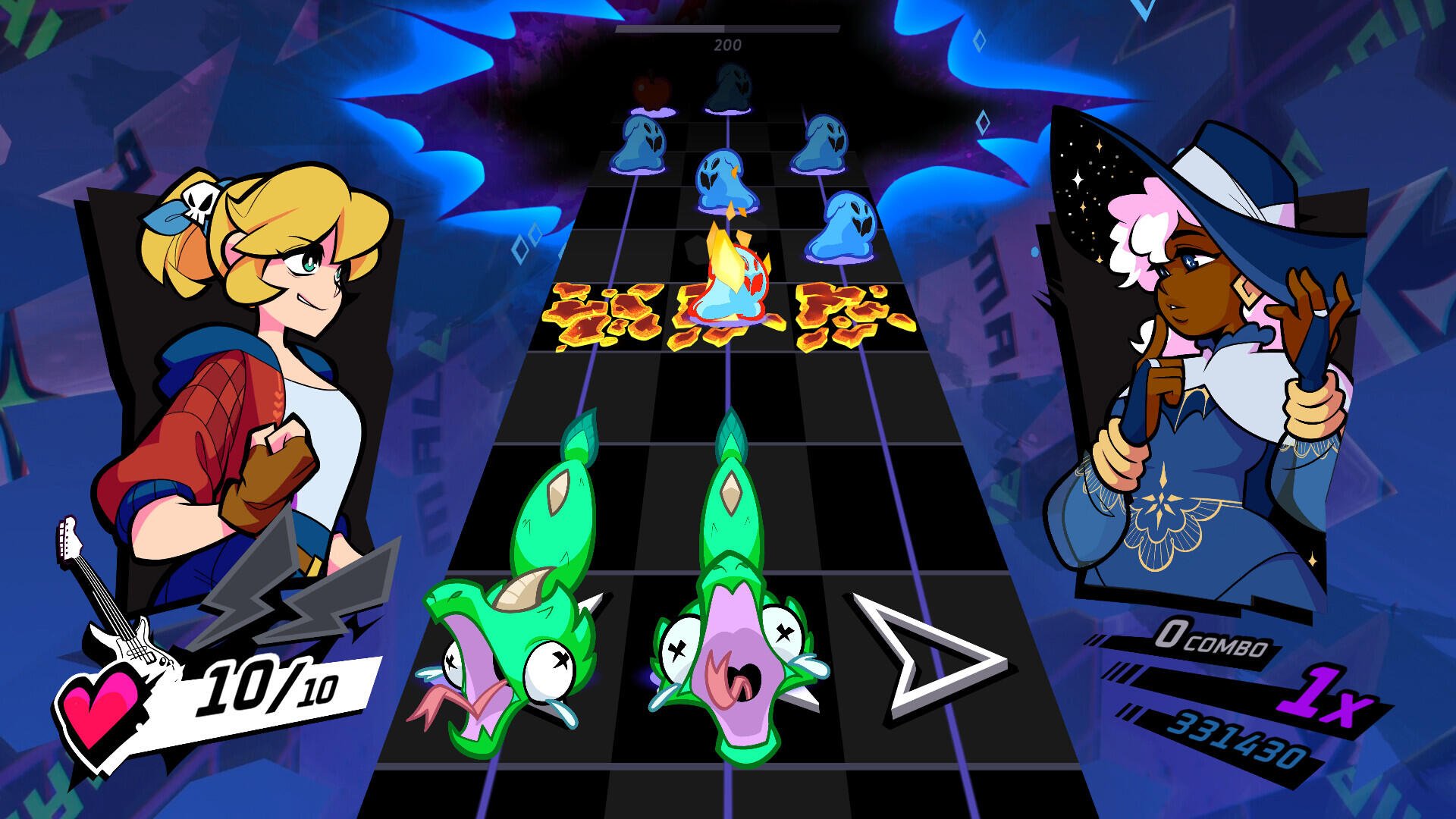 Colorful HD wallpaper from the video game Rift of the NecroDancer, featuring dynamic characters and rhythmic gameplay elements against an energetic background.