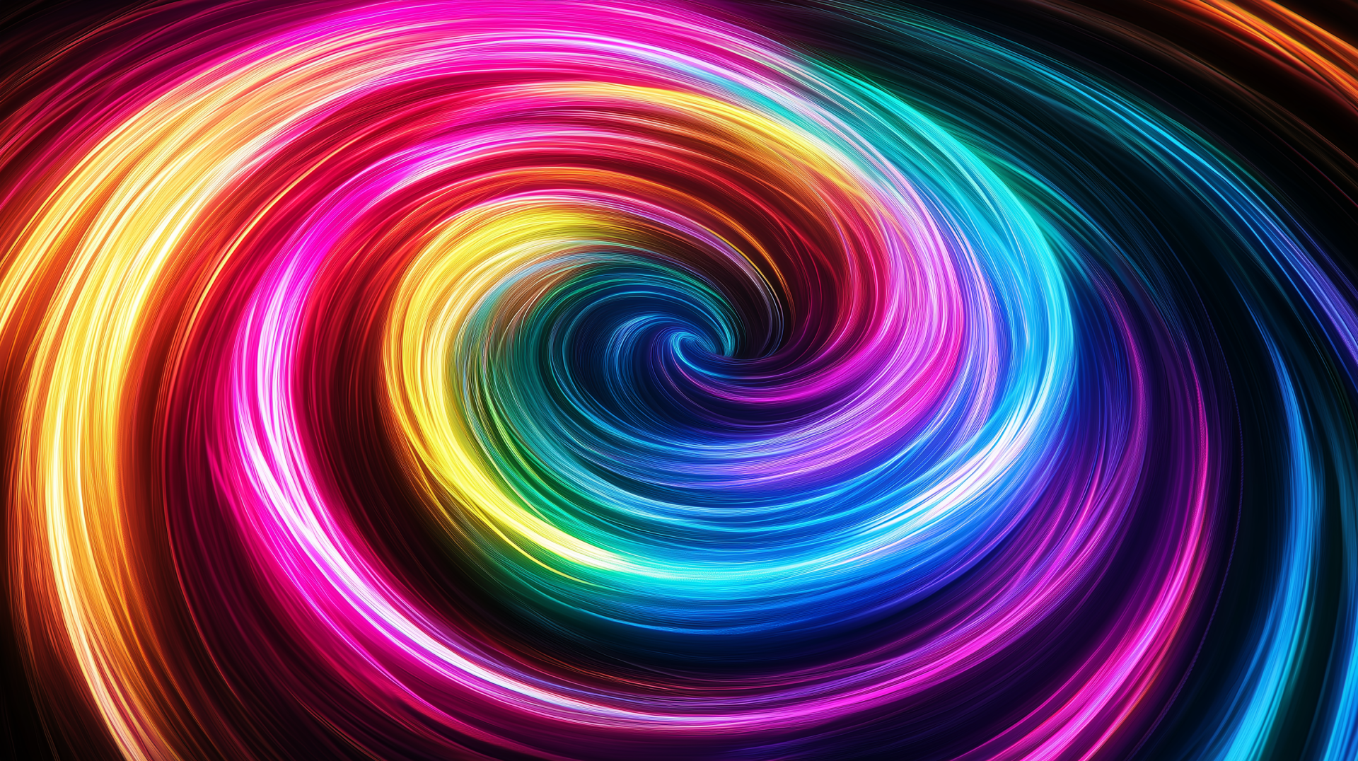 Colorful, psychedelic swirl in vibrant hues of pink, yellow, green, and blue, creating a dynamic HD desktop wallpaper and background.