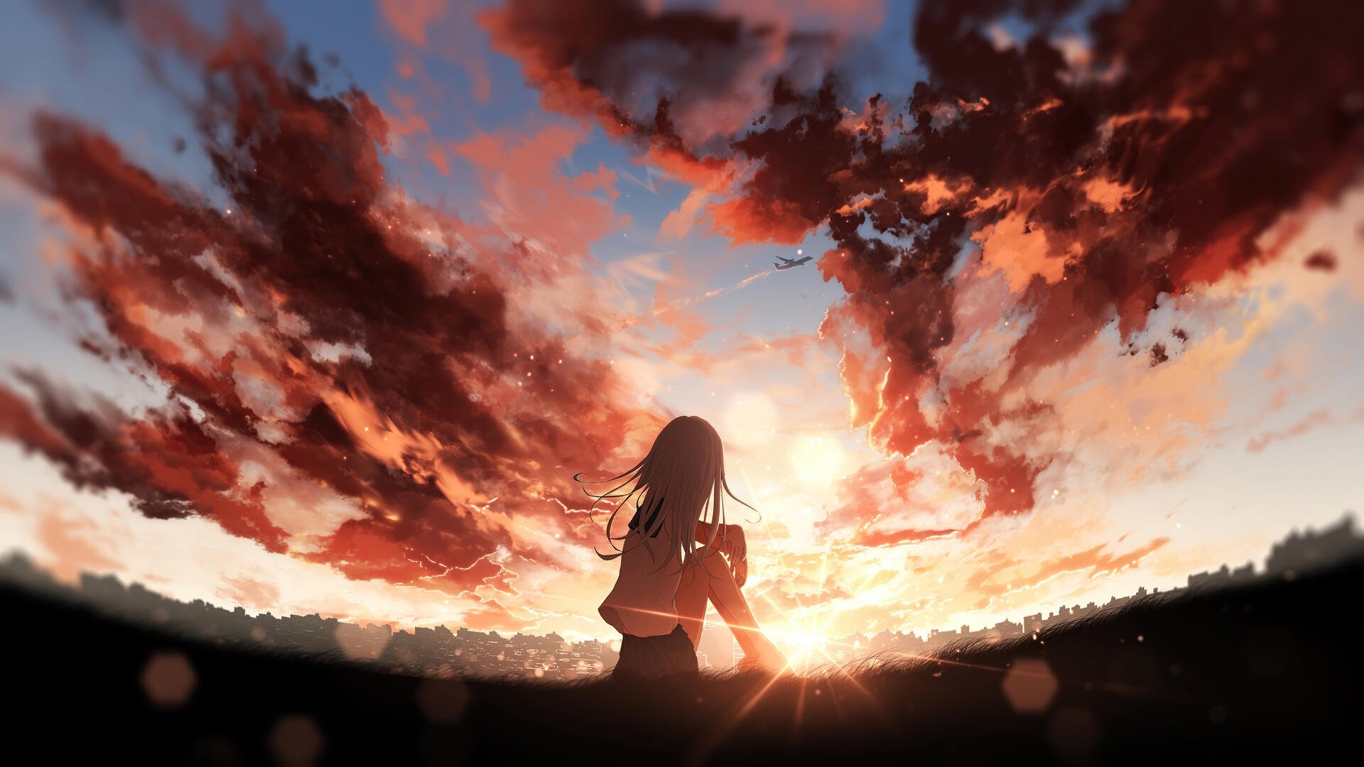 Download Sunset Anime HD Wallpaper