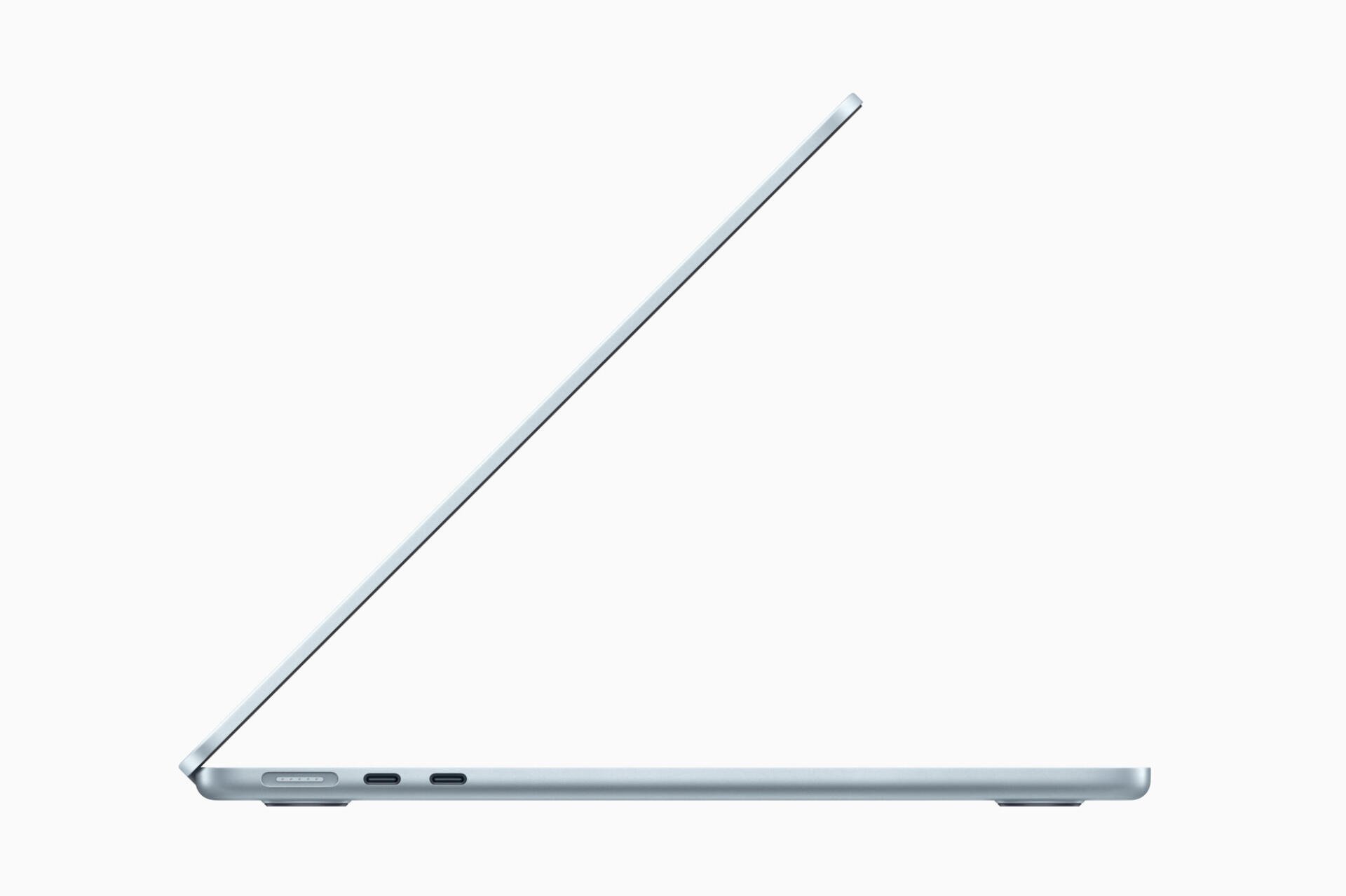 A sleek MacBook Air is positioned at an angle, showcasing its modern design. This HD wallpaper vividly captures the essence of macOS technology, enhancing any desktop background.