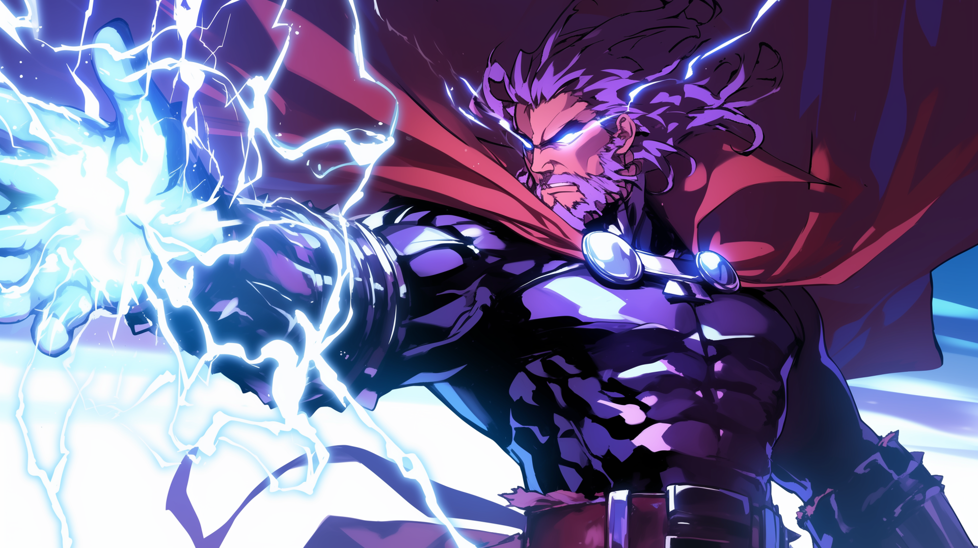 HD Marvel Comics desktop wallpaper featuring Magneto unleashing powerful lightning energy with a dynamic pose and intense expression.