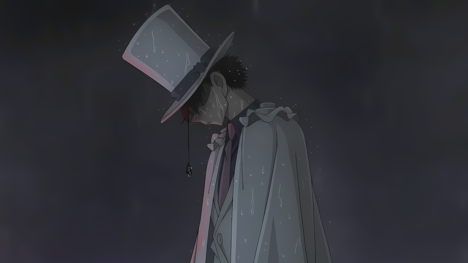 Anime-style 8K Ultra HD PC desktop wallpaper featuring a mysterious, shadowed character from Detective Conan wearing a top hat and cape against a dark background.
