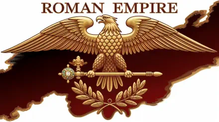 A stunning 4K Ultra HD wallpaper featuring the emblem of the Roman Empire, showcasing a golden eagle and laurel wreath against a rich background.
