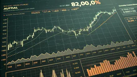 A detailed stock market chart displaying various data points and trends, designed as a high-quality 4K Ultra HD wallpaper for PC desktops.
