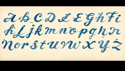 A decorative alphabet in elegant script, showcased in a harmonious blue hue, designed as a 4K Ultra HD PC desktop wallpaper and background.