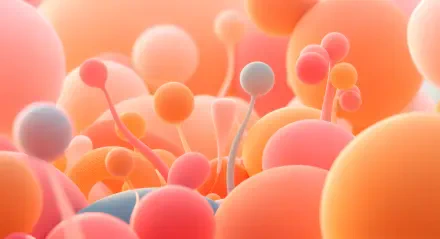 A vibrant 4K Ultra HD desktop wallpaper featuring abstract shapes in shades of pink and blue, creating a visually stunning and immersive background.