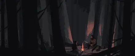  Joel and Ellie sitting by campfire