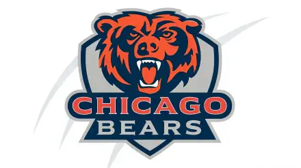Chicago Bears logo featuring a fierce bear head, set against a bold color palette. This vibrant design serves as a 4K Ultra HD desktop wallpaper and background.