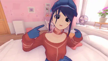 HD PC desktop wallpaper featuring a kawaii anime girl in a cozy room, tagged MiSide, Wallpaper Abyss, and Boininha.