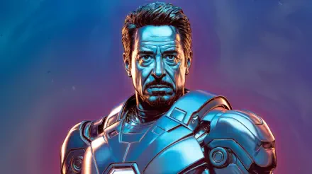 A striking 4K Ultra HD wallpaper of Tony Stark in his iconic armor, featuring vibrant colors that highlight his determined expression against a dramatic backdrop.