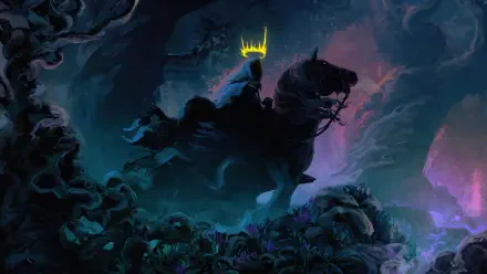 4K Ultra HD desktop wallpaper featuring a dark, fantasy scene from The Lord of the Rings with a menacing Nazgûl riding a horse through a shadowy landscape.