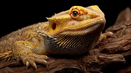 Close-up of a bearded dragon reptile resting on a branch, captured in sharp detail for a 4K Ultra HD PC desktop wallpaper and background.