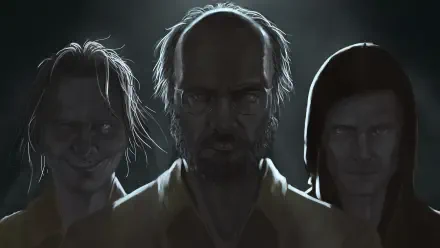 HD PC desktop wallpaper featuring dark, eerie portraits of characters from the video game Resident Evil 7: Biohazard.