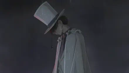 Anime-style 8K Ultra HD PC desktop wallpaper featuring a mysterious, shadowed character from Detective Conan wearing a top hat and cape against a dark background.