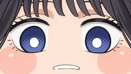 Close-up anime artwork of Kaoruko Waguri with large blue eyes from The Fragrant Flower Blooms With Dignity, presented as an HD PC desktop wallpaper.