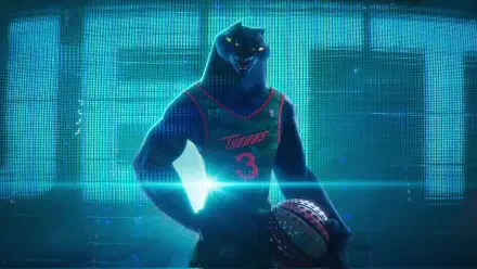 HD PC desktop wallpaper featuring a stylized anthropomorphic goat character in a basketball jersey from the movie Goat (2026).