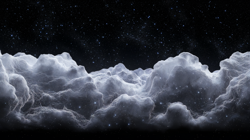 {{ A stunning 4K Ultra HD wallpaper featuring fluffy clouds set against a starry night sky, showcasing rich details ideal for OLED displays. 