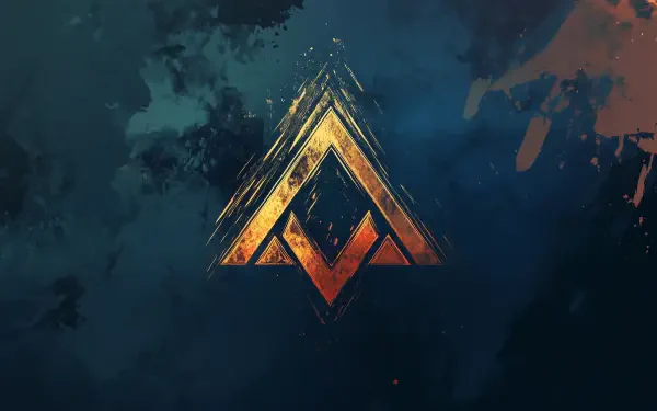 HD wallpaper featuring a striking rune design in blue and yellow tones, set against a textured background for a bold and vibrant desktop display.