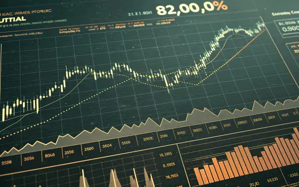 A detailed stock market chart displaying various data points and trends, designed as a high-quality 4K Ultra HD wallpaper for PC desktops.