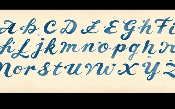 A decorative alphabet in elegant script, showcased in a harmonious blue hue, designed as a 4K Ultra HD PC desktop wallpaper and background.