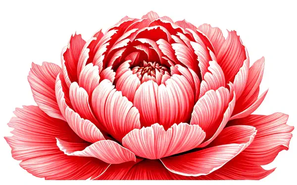 A vibrant peony in full bloom, showcasing rich red and white petals. This stunning image serves as a detailed 4K Ultra HD desktop wallpaper and background.