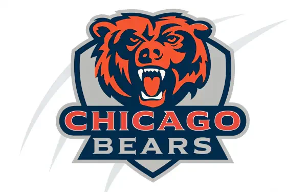 Chicago Bears logo featuring a fierce bear head, set against a bold color palette. This vibrant design serves as a 4K Ultra HD desktop wallpaper and background.