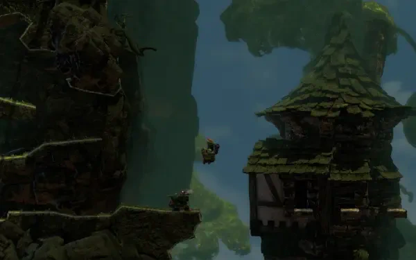 A vibrant HD wallpaper featuring the video game Jump King Quest, showcasing a character navigating a lush, steep landscape with a whimsical house in the foreground.