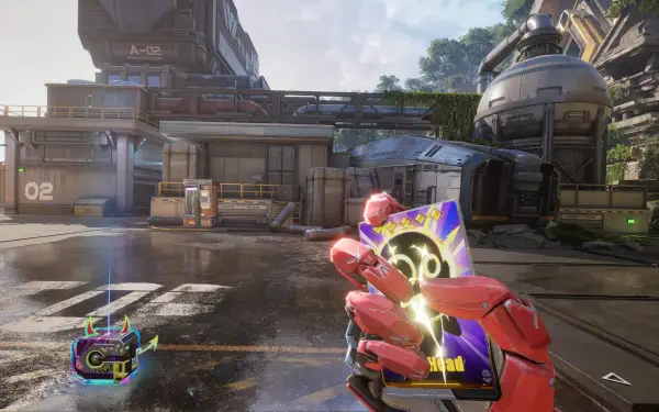 A vibrant 4K Ultra HD wallpaper from the video game FragPunk, featuring a futuristic setting with a robotic character holding a colorful item against a detailed background.