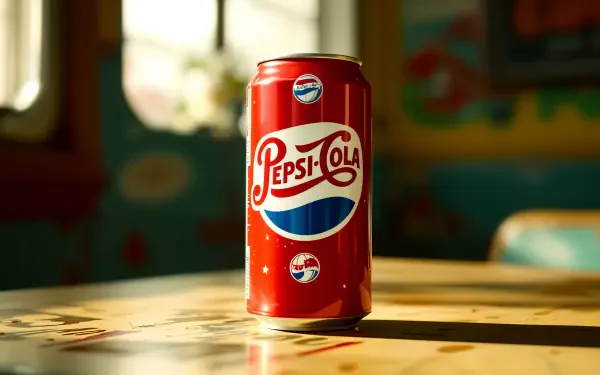 A vibrant 4K Ultra HD desktop wallpaper featuring a classic Pepsi can, illuminated by natural light against a colorful background.