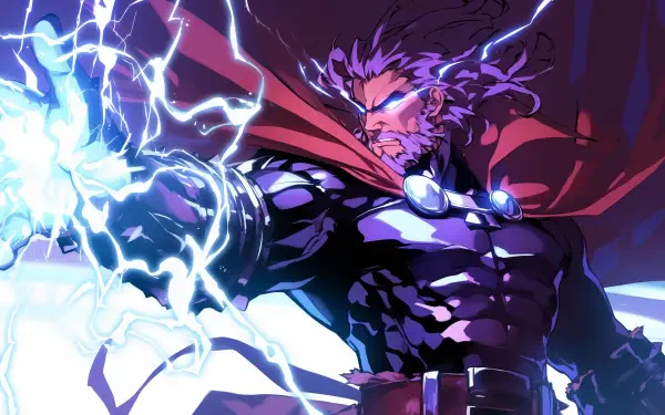HD Marvel Comics desktop wallpaper featuring Magneto unleashing powerful lightning energy with a dynamic pose and intense expression.