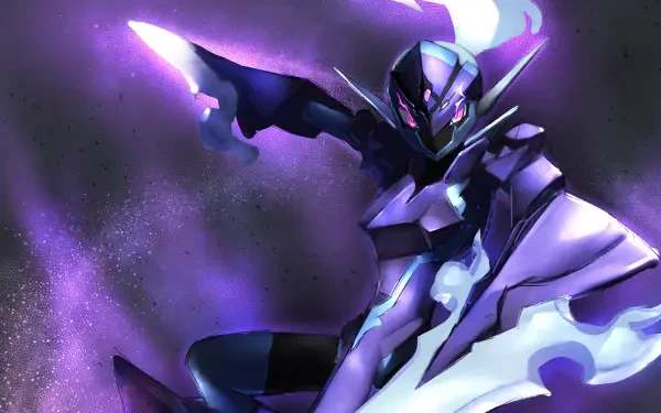 4K Ultra HD anime wallpaper featuring Ceruledge, the ghost Pokémon from Pokémon Horizons: The Series, glowing with eerie purple and blue energy.