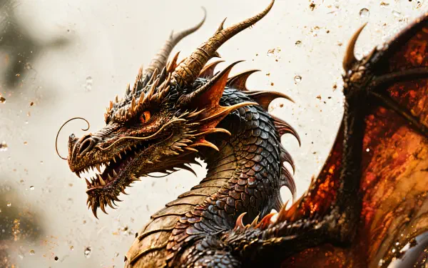 A fierce dragon with detailed scales and fiery eyes, depicted in stunning 4K Ultra HD for a PC desktop wallpaper background.