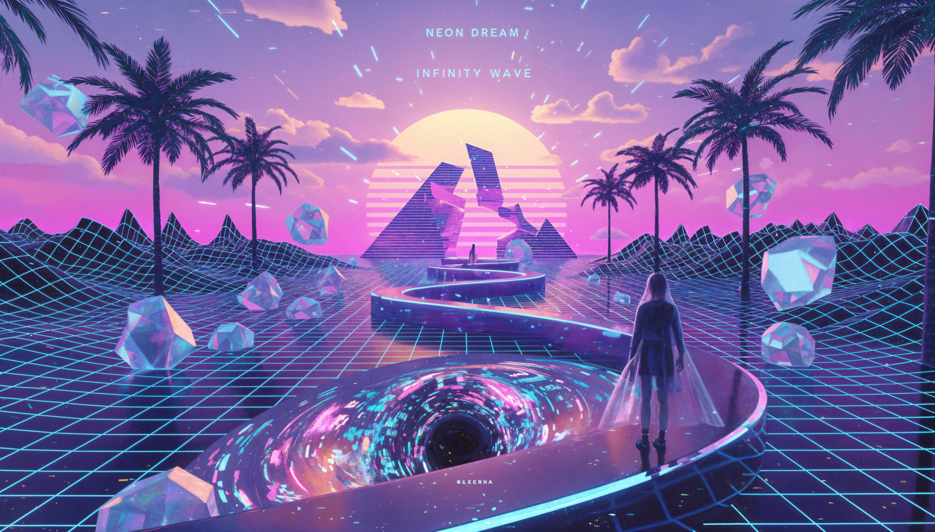 Download Dreamcore Vaporwave Synthwave Neon Pyramid 4k Ultra HD 