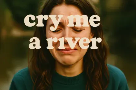 Woman crying close-up with overlaid phrase cry me a river — 4K Ultra HD PC desktop wallpaper and background.
