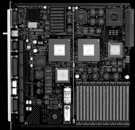 A high-definition desktop wallpaper featuring a detailed close-up of a motherboard, showcasing intricate technology and hardware components.