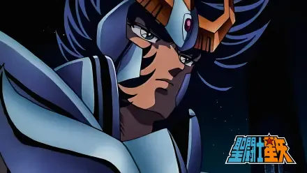 Anime close-up of Phoenix Nero from Saint Seiya in 4K Ultra HD, armored helmet and fiery facial markings against a starry cosmic background — PC desktop wallpaper.