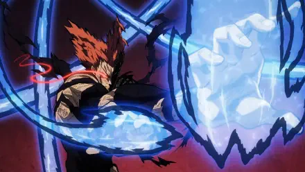 HD PC desktop wallpaper/background — Anime One-Punch Man: Garou unleashing a blue energy slash amid a fiery red backdrop.