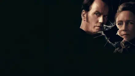 4K Ultra HD PC desktop wallpaper for The Conjuring: Last Rites — two pale faces emerge from shadow beside a spiderweb-like crack on a deep black background.