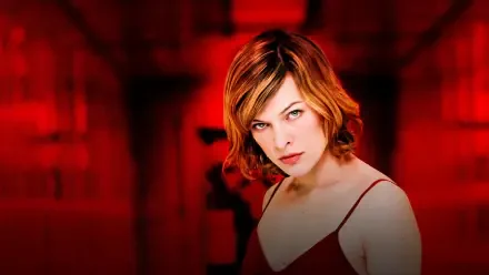Resident Evil 4K Ultra HD PC desktop wallpaper: red-hued corridor with a determined female protagonist in a red dress, direct stare and dramatic cinematic lighting.