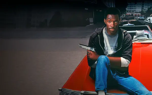 4K Ultra HD PC desktop wallpaper and background: person sitting on the hood of a red convertible holding a handgun in a moody nighttime urban street scene.