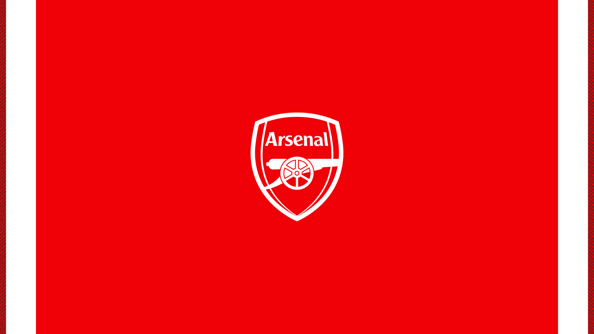 Arsenal F.C. logo — white crest centered on solid red 2K Quad HD PC desktop wallpaper background.